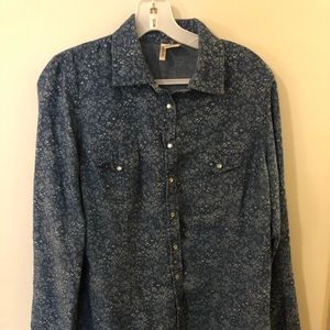 Blue Floral Button Down